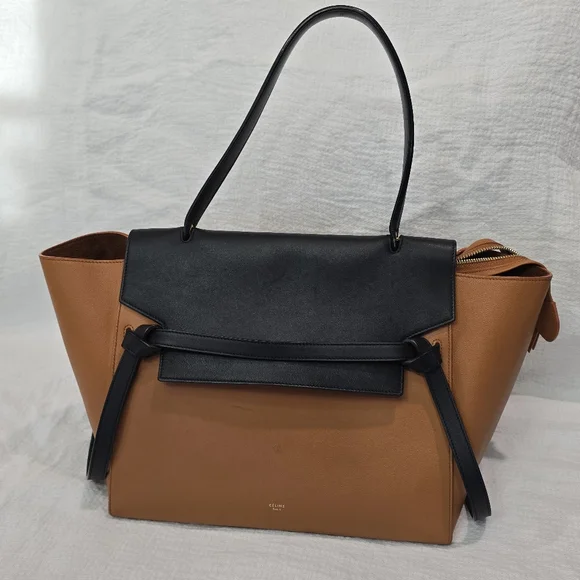 Celine Small Leather Belt Bag Carmel Black Tote Travel Work Suede Shoulder Mini - Picture 4 of 17